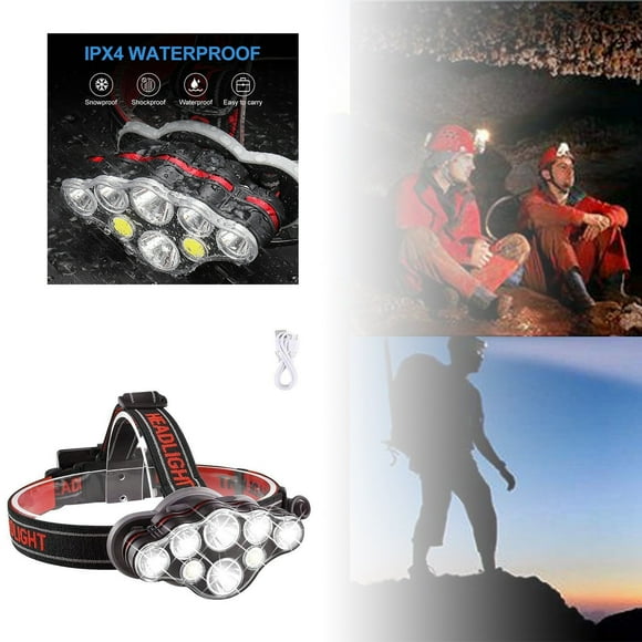 Binwennn LED Strong Light Long Range Headlight USB Charging Outdoor Night Fishing COB Red Light Warning Work Light Rope Christmas Lights And Solar Bulbs Outdoor Christmas Battery Lights with Timer