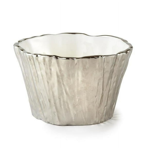 Leeber 69101 5 in. Tree Bark Porcelain Serving Bowl, Silver