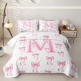 thumbnail image 2 of Manfei Pink Ribbon Bowknot Twin Quilt Set For Girls,Cartoon 3D Letter M Personalized Twin Coverlet Set For Kids,2-Piece, 2 of 7