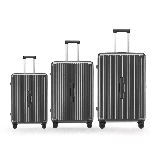 WINGOMART 3-Piece Luggage Set Lightweight Durable PC+ABS Hardshell, Double Spinner Wheels, TSA Lock - 22in/26IN/30in - GREY