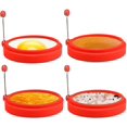 thumbnail image 1 of Silicone Egg Ring, Egg Rings Non Stick, Egg Cooking Rings, Perfect Fried Egg Mold or Pancake Rings (Red,4pcs), 1 of 5
