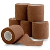 6 Pack, Self Adherent Cohesive Tape - 2" x 5 Yards, (Medium Tan Shade) Self Adhesive Bandage Rolls & Sports Athletic Wrap for Ankle, Wrist, Knee Sprains and Swelling - FDA Approved