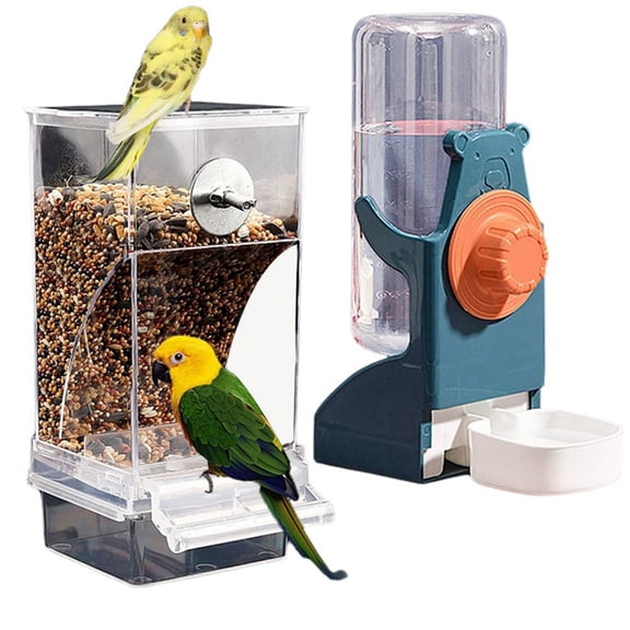 No Mess Bird Feeder Water Dispenser Set, Automatic Parrot Feeder Cage Accessories, Parakeet Container Food Drinker