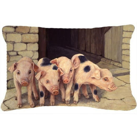 Pigs Piglets by Daphne Baxter Fabric Decorative Pillow