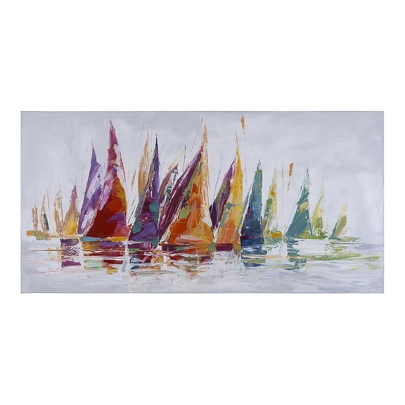 Yosemite Home Decor "Rainbow Afloat" Wood Wrapped Wall Art in Multi-Color