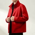 thumbnail image 4 of Fanshiluo Men's Stand Collar Full-Zip Long Sleeve Jacket, Lightweight Windproof Casual Outerwear with Side Pockets for Men,XL,Big and Tall Men, 4 of 8