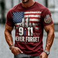 thumbnail image 4 of Xneal 911 25th Anniversary T-Shirt Print Casual Never Forget 911 Short Sleeve Red Shirts for Men Size 2XL, 4 of 5