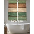 thumbnail image 5 of Farmhouse Dark Sage Green Brown Sheer Curtains 72 Inch Length 2 Panels for Living Room, Vintage Wooden Striped Voile Kitchen Curtain Set, Luxury Privacy Drapes Window Treatment for Bedroom, 5 of 7