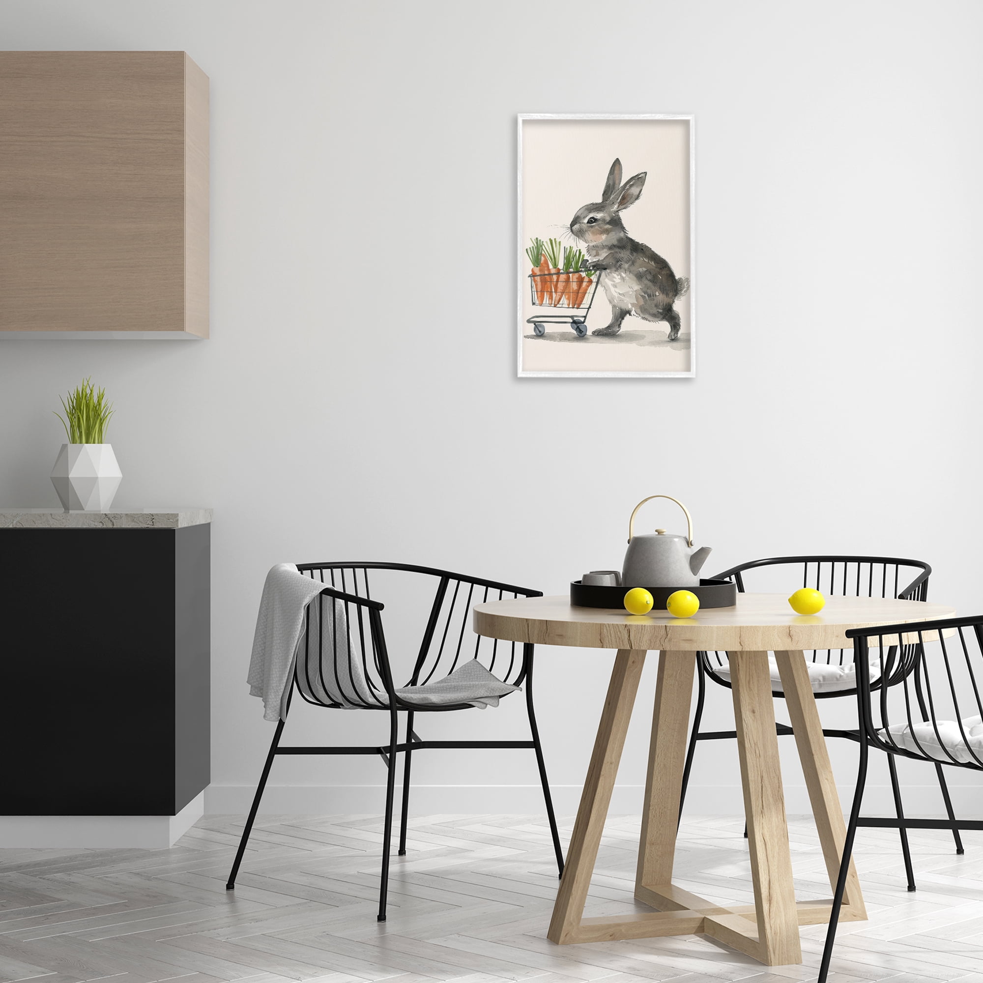 Bunny with Carrots White Framed Giclee Art, 16 x 24