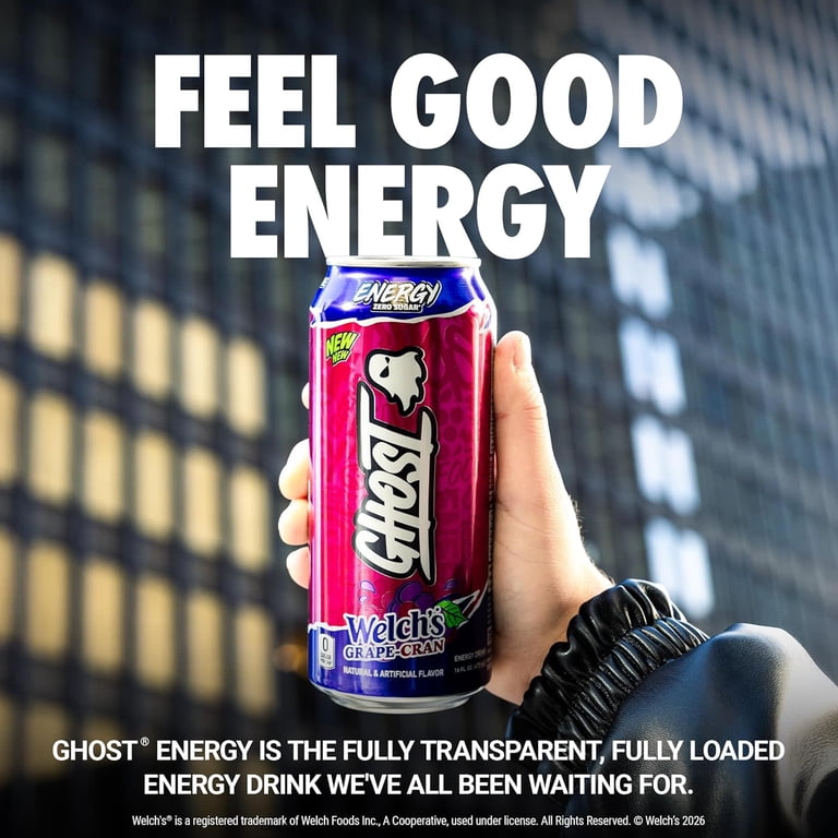 GHOST® ENERGY Zero Sugars Energy Drink, Welch's Grape-Cran, 200mg