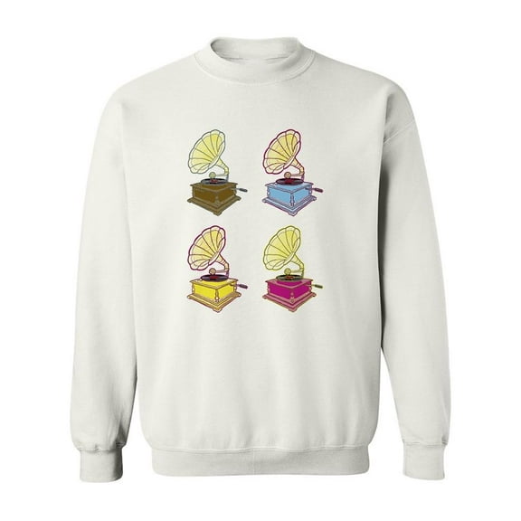 Pop Art Gramophones Sweatshirt Men -Image by Shutterstock, Male Medium