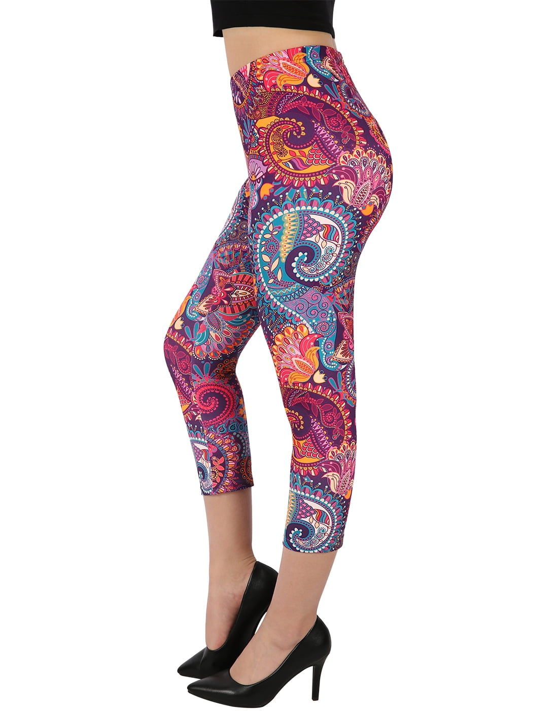 HDE - HDE Capri Leggings for Women Plus Size Legging Buttery Soft Capris Paisley 1X - Walmart 