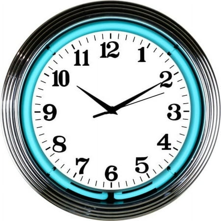TEAL WATER BLUE NEON CLOCK – 8CHRTL