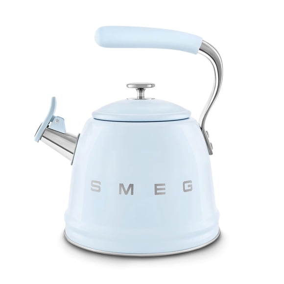 Estufa Whistling retro Kettle Smeg, 2,4 L, color azul pastel