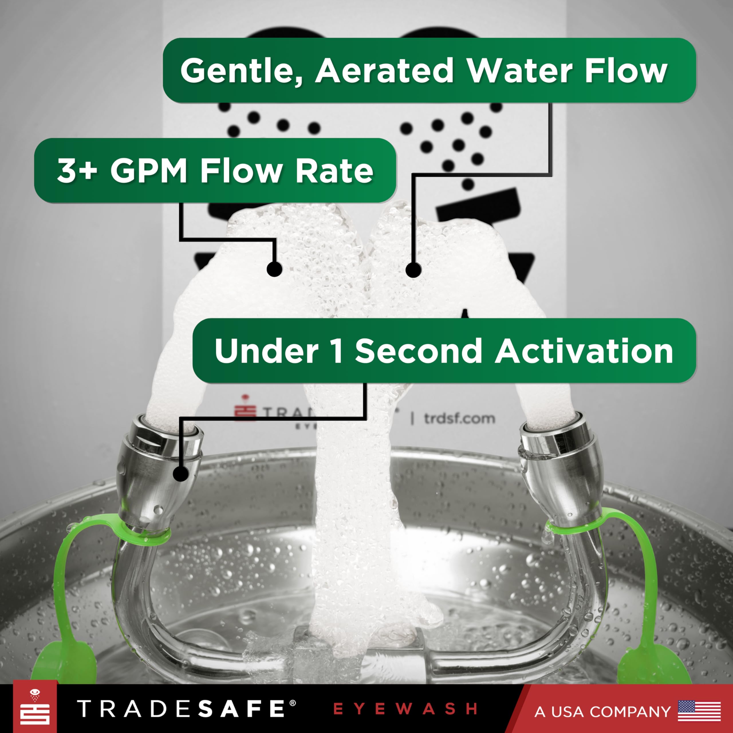 TRADESAFE Wall Mount Eye Wash Station, Emergency Eye Wash Station OSHA Approved, ANSI Compliant
