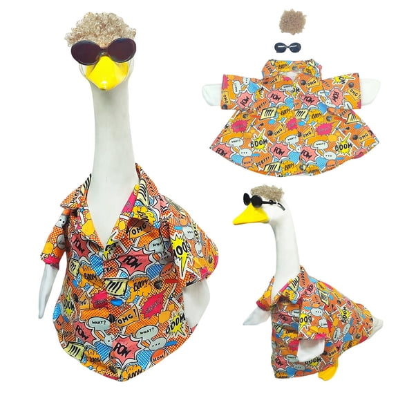 Kugisaki Porch Goose Outfits Spring Rustic Style Porch Goose Costume 23" Goose Statue Clothes for Lawn Yard Decor All Seasons