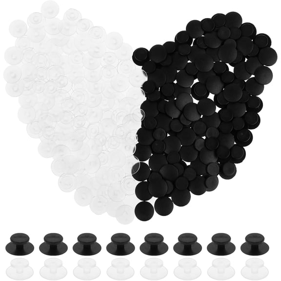 200 PCS Buttons for Buckle Plastic Round Buttons Mixed 2 Colors Black and Transparent Shoe Charm Backs for DIY Shoes Accessories