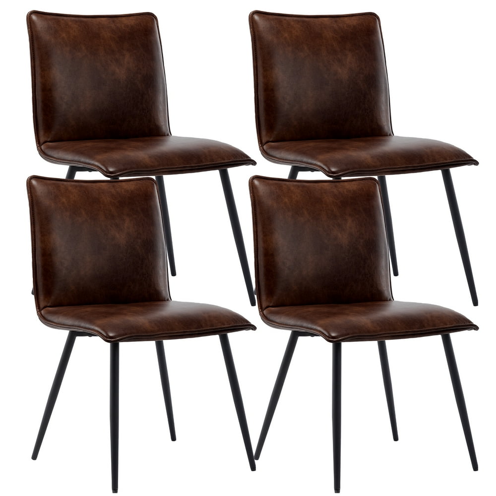 Duhome Dining Chair Armless PU Leather Dark Brown Set of 4 Walmart
