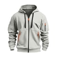 thumbnail image 4 of Ahabrexf Men's Solid Color Sports Zipper Pockets Long Sleeved Hooded Casual Coat Set, 4 of 8
