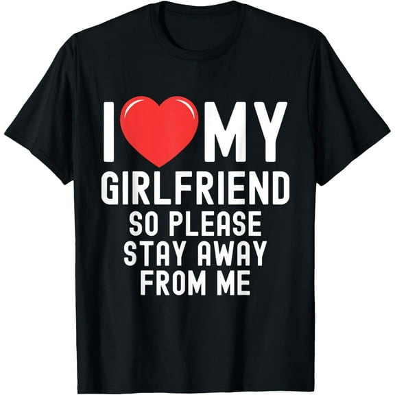 I Love My Gf Women Girl Funny I Heart My Girlfriend T-ShirtMen's and women's gift, black and white T-shirt, size: Extra large S-4XL