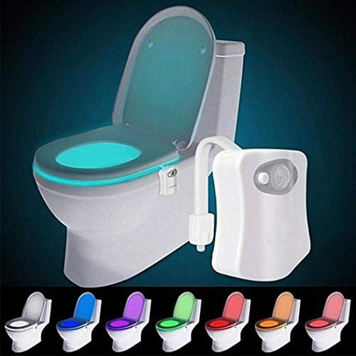Kids & Toddlers Fun Bathroom Lighting Add on Toilet Bowl Seat Weird Novelty Funny Birthday Gag Gifts for Men Motion Sensor Activated LED 9 Color Modes The Original Toilet Night Light Gadget Dad 