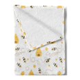 thumbnail image 2 of Bee Soft Flannel Fleece Throw Blanket, Pattern of Flying Bugs Forming Heart Shapes with Beehives Mother Nature Creatures, Cozy Plush for Indoor and Outdoor Use, 50" x 70", Mustard White, by Ambesonne, 2 of 5