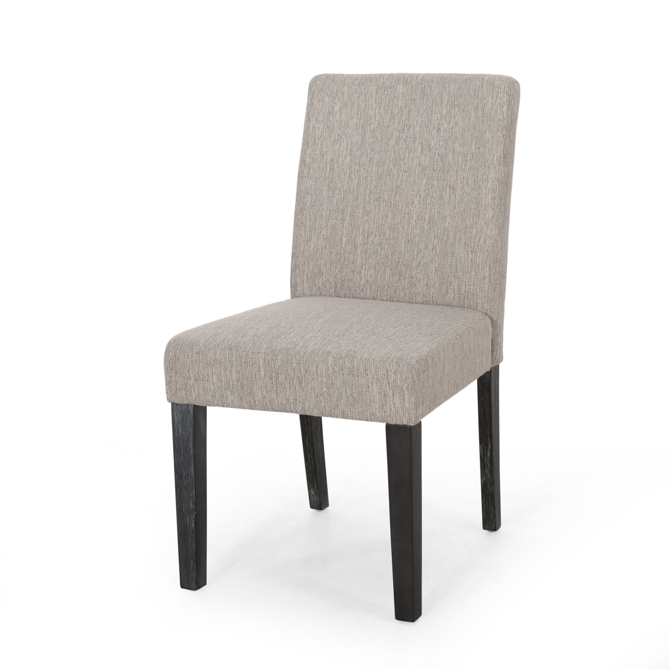 Christopher Knight Home Set of 6 Upholstered Dining Chairs with Solid Wood Legs, Black + Light Gray