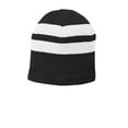 thumbnail image 2 of Port Authority Adult Unisex Strpies Beanie Black/White One Size Fits All, 2 of 2
