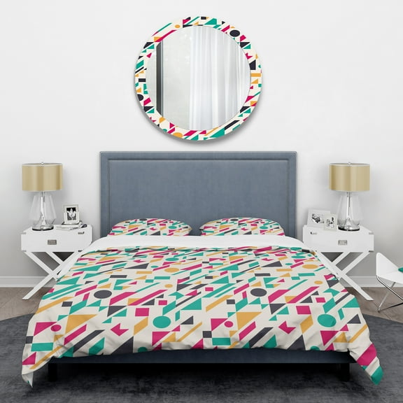 Designart 'Retro Geometric Design III' Mid-Century Modern Duvet Cover Set