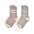 thumbnail image 4 of MeMoi 2 Pair Women's Ribbed Stripe Buttersoft Crew Socks - Womens - Female, 9-11, Alloy, 4 of 4