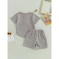 thumbnail image 4 of vera natura 2Pcs Baby Boy Summer Outfits, Short Sleeve Button Down Pocket Tops + Shorts Set Toddler Clothes, 4 of 8
