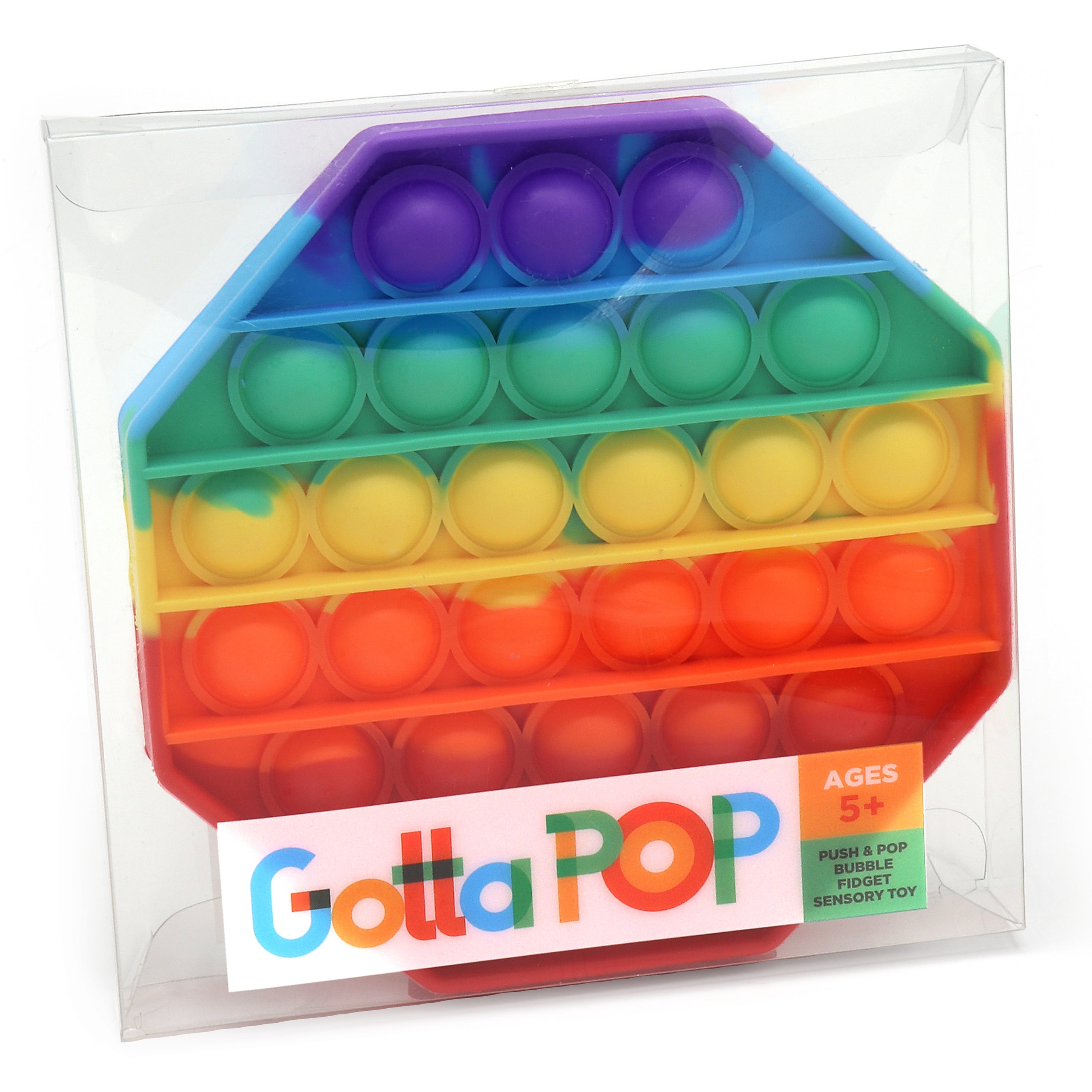 Gotta Pop Bubble Popper Fidget Toy, 5" Rainbow Octagon