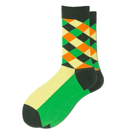 

ERTUTUYI Men And Women Plaid Contrast Color Women Socks Cotton Socks Green
