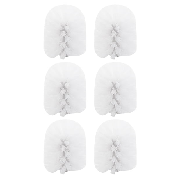 Accesorios de Baño de Repuesto de Repuesto Cepillos de Limpieza de Inodoro de Plástico Liso Porta Cabezales Blanco (6X Cabezas Blancas)