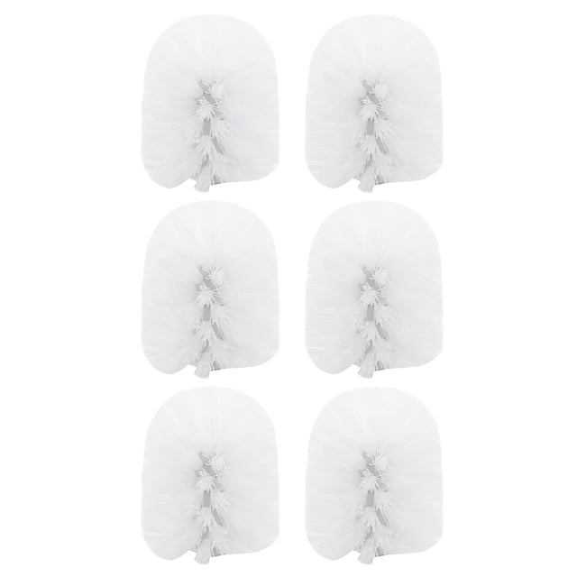 Accesorios de Baño de Repuesto de Repuesto Cepillos de Limpieza de Inodoro de Plástico Liso Porta Cabezales Blanco (6X Cabezas Blancas)