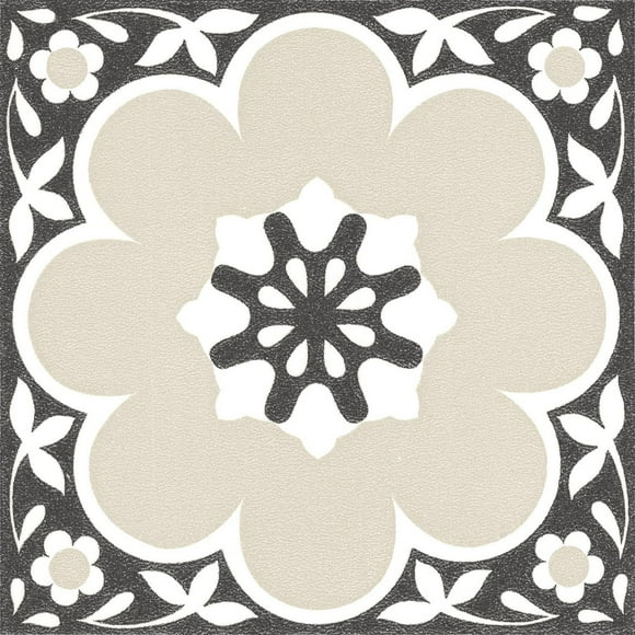 FloorPops Daphne Black Peel & Stick Floor Tiles Set of 20