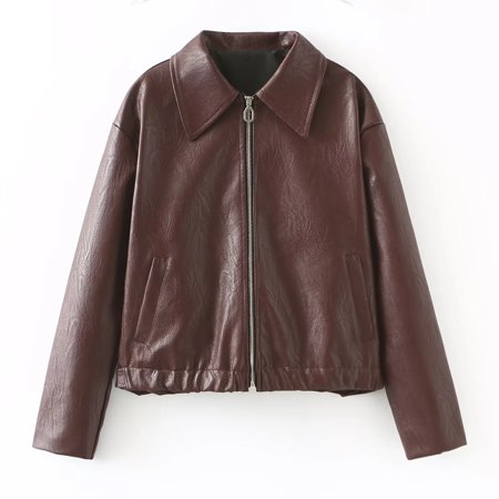 WJQ01 Leaher Jackets Women‘s Jaqueta Feminina Streetwear ins Outwear Casaco Feminino Vermelho Couro Coat Black Giacca Pelle Donna insz