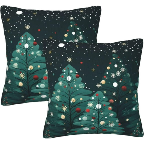 Christmas Pillow Covers Set of 2 20x20 Inch Throw Pillow Covers Art Snowflake Christmas Tree Decorative Pillow Cases Holiday Square Cushion Covers Pillow Protector for Home Couch Sofa Car