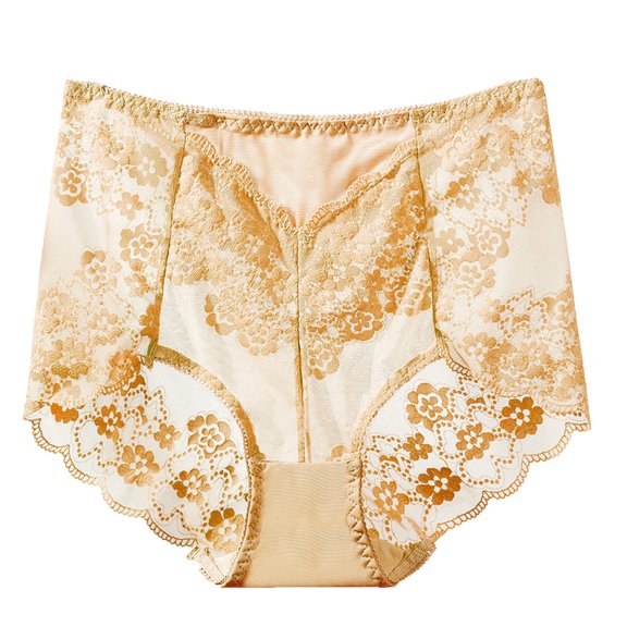 XIAOCHA Womens Floral Lace Briefs High Waist Full Coverage Elastic Waist Bottoms Smooth Romantic Daily Underwear