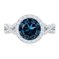 thumbnail image 4 of Rosec Jewels Real London Blue Topaz Diamond Engagement Ring with Halo - Designer Ring - AAA Quality - with Jewelry Box, 925 Sterling Silver, US 4.00, 4 of 8