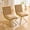 Brown + Gold, variant on Dining Chair Set of 2, Beige Velvet Upholstered Vanity Chairs with Black Metal Frame, Bubble Tufted Swivel Accent Chair for Living Room, Dining Room