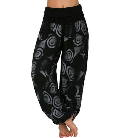 

Women s Flowy Boho Pants - Loose Yoga Harem Joggers - Casual Bohemian Hippie Palazzo Lounge Comfy Elephant Pajama EKOUSN