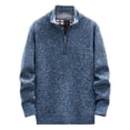 thumbnail image 4 of HOMADLES Men's Quarter Zip Sweater Fleece Lined Thermal Pullover Long Sleeve Solid Color Sweaters Dark Blue Size M, 4 of 8