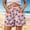 E_ Pink, variant on Women’s Pink Palm-Tree Printed Casual Shorts, DUnrefinedstring Waist & Airy-Washed Cut for Relaxed Coastal Beach Leisure Moments Pink S