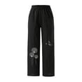 thumbnail image 4 of DYMADE Women's Cotton Blend Elastic Waist Solid Color Relaxed Fit Casual Pants, 4 of 5