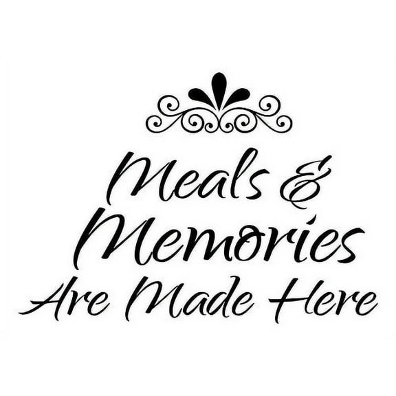 Meals And Memories Made Here Kitchen Wall Decal Stickers Quotes, 23 x 16 , Black
