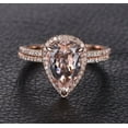 thumbnail image 3 of 1.50 Carat Pear Cut Real Morganite And Diamond Moissanite Halo Bridal Set 925 Sterling Silver 18K Rose Gold Plating, Gift For Her, Promise Ring, Anniversary Ring, 3 of 4