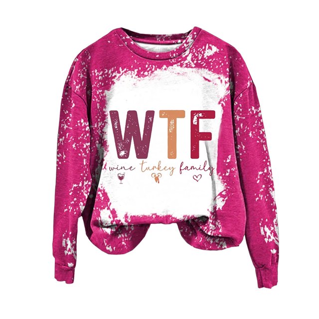 Rbaofujie Sweat à Capuche pour Femmes Mode Décontractée Imprimé Col Rond Manches Longues Hauts Amples Chandails en Molleton Rouge Pull Halloween