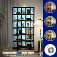 thumbnail image 5 of 7-Tier Corner Bookshelf with LED Light strips, 78.7” Tall Corner Shelf Storage Display Rack with Metal Frame, Large Capacity Corner Bookcase for Living Room Home Office Rustic Brown, 5 of 7