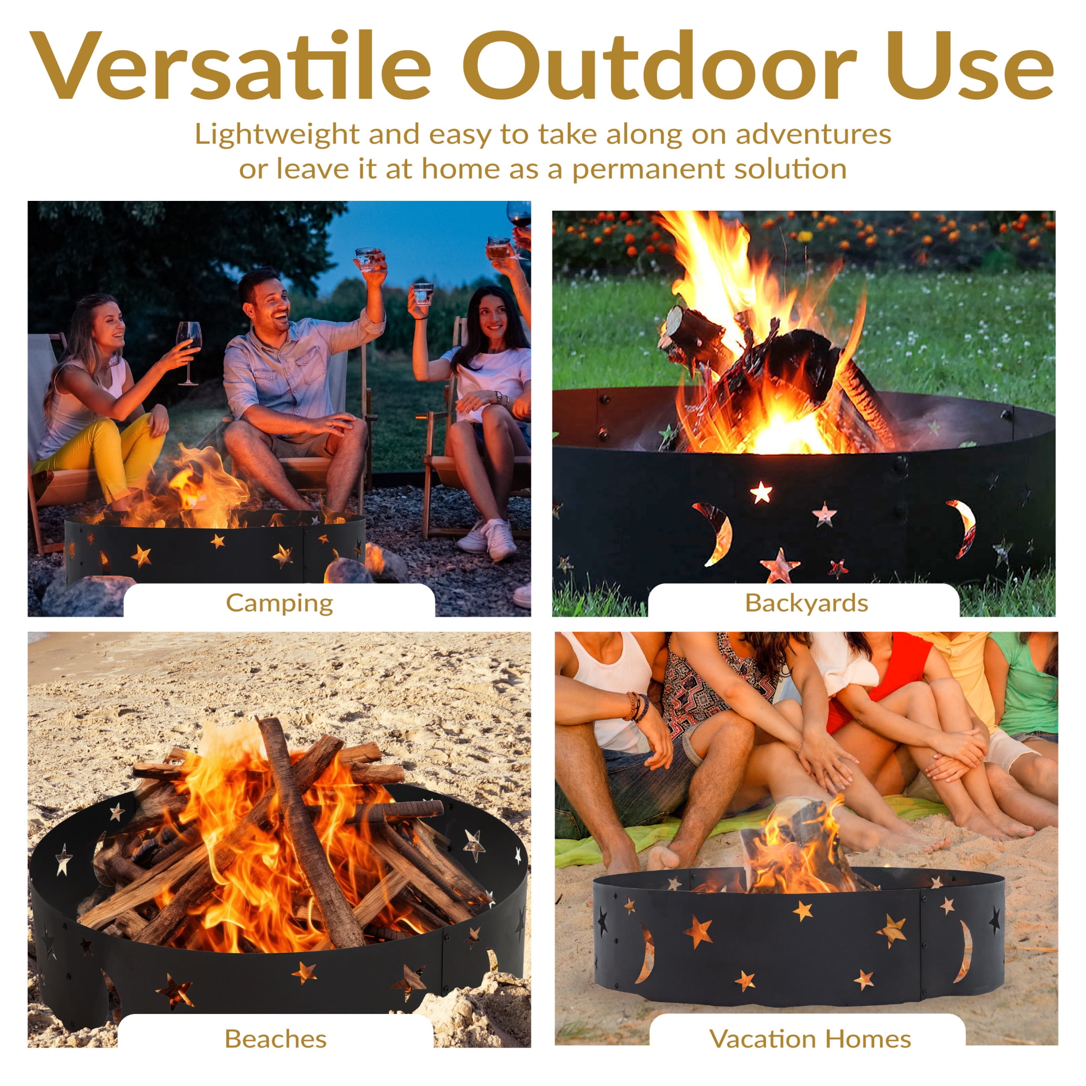 Sunnydaze Big Sky 36" Round Steel Die-Cut Fire Pit Ring